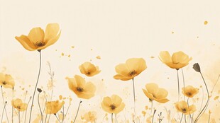 1 烂漫黄色小花水彩插画