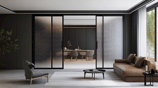 现代简约风客厅与餐厅连通