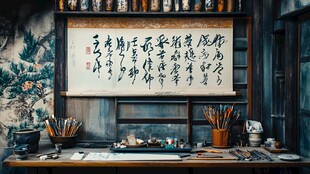 中式书房的书法艺术氛围