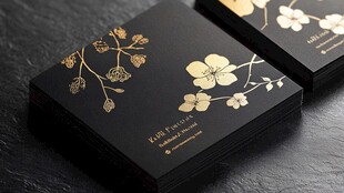 黑金花卉风名片设计