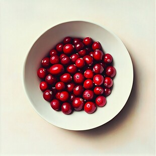 碗中鲜红饱满的蔓越莓