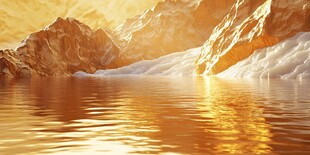 金色山水间的宁静之景