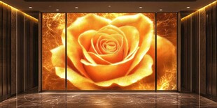金色玫瑰玄关装饰壁画