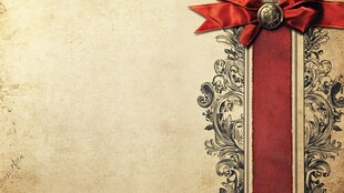 复古红丝带装饰背景图