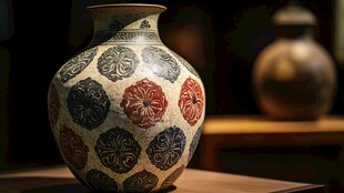 古典花纹陶瓷花瓶展示