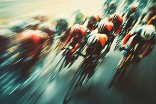 激烈自行车赛瞬间冲刺