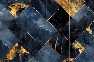 蓝金几何拼接大理石纹理