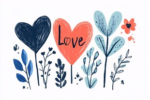 爱心花卉插画 传递爱意