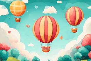 梦幻热气球畅游多彩天空