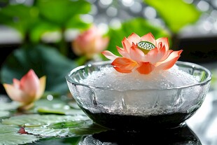 冰上荷花清雅之景