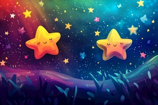 梦幻星空下的可爱星星