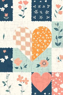 爱心花卉拼接图案背景