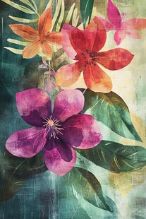 水彩绘花卉植物美丽图景