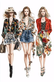 时尚女性的潮流穿搭展示