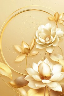 金色荷花艺术插画