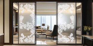 雕花玻璃隔断 雅致室内风光
