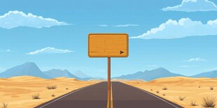 沙漠公路旁的指示牌