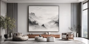 中式风客厅 水墨挂画添雅致