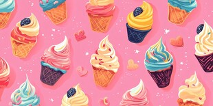 缤纷美味冰淇淋甜点图案