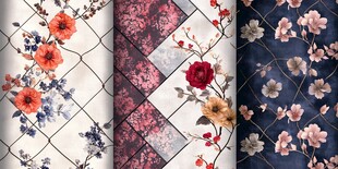 多彩花卉图案布料展示