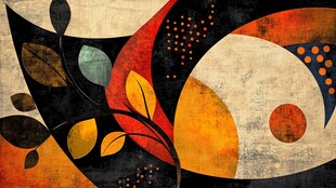 抽象艺术风几何植物图案