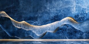 蓝色灵动曲线艺术背景图