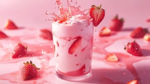 草莓奶昔 甜蜜的视觉盛宴
