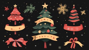 圣诞装饰元素 多彩圣诞树等