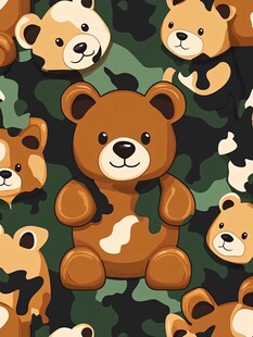 小熊迷彩图案 童趣满满