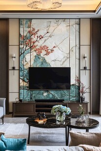 新中式客厅电视背景墙装饰