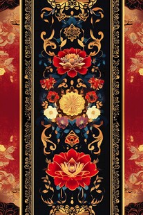 中式传统花卉纹样装饰画