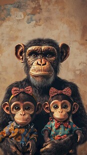 猩猩妈妈与双猴宝宝