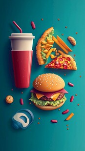 缤纷快餐组合诱人美食