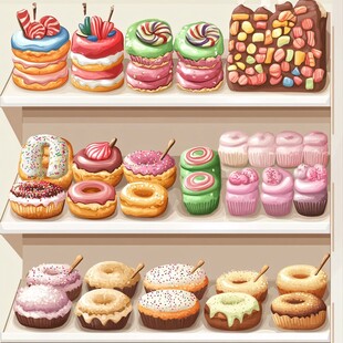 甜蜜糕点展示架上的美味