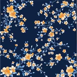 深蓝底黄色花卉图案背景