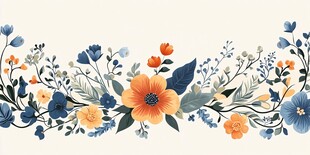 清新花卉边框装饰图案