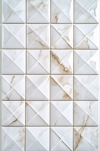 立体几何风白色大理石瓷砖