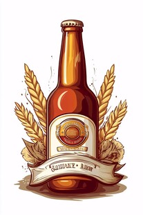 复古风格啤酒瓶插画
