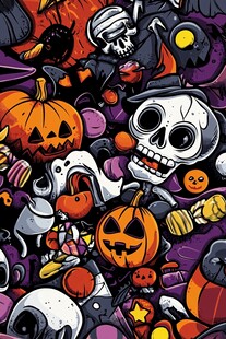 万圣节狂欢元素插画