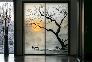 中式墨韵移门的雅致风景