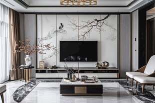 新中式客厅电视背景墙设计