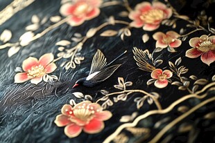 中式刺绣 花鸟图案精美织物