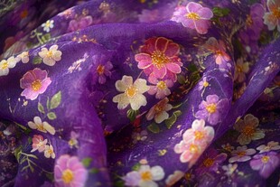 紫色花卉图案轻柔织物