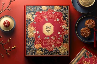 中式典雅月饼礼盒与糕点