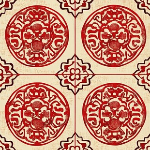 中式传统复古红纹图案