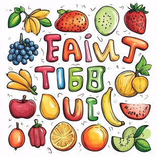 多彩水果与字母的趣味组合