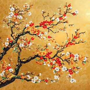 金底繁花枝头俏