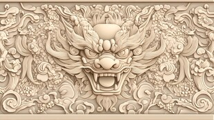 中式龙纹浮雕艺术图案