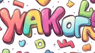 彩色卡通风格字母WAKOORN