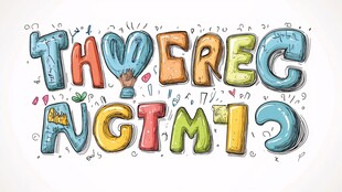 彩色手绘趣味字母艺术字